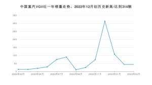 中国重汽VGV 3月份销量数据发布 同比增长238.46%(2023年)