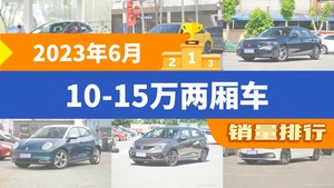 2023年6月10-15万两厢车销量排行榜，思域屈居第三，钇为3成最大黑马