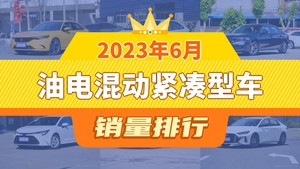 2023年6月油电混动紧凑型车销量排行榜，思域屈居第三，雷凌成最大黑马