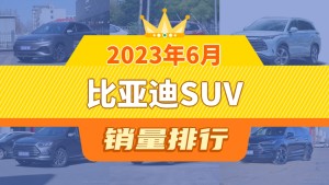 2023年6月比亚迪SUV销量排行榜，元PLUS以23546辆夺冠