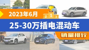 2023年6月25-30万插电混动车销量排行榜，蓝山DHT-PHEV屈居第三，本田CR-V新能源成最大黑马