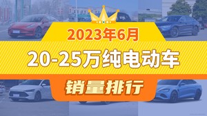 2023年6月20-25万纯电动车销量排行榜，Model 3夺得冠军，第二名差距也太大了 