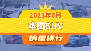 2023年6月本田SUV销量排行榜，皓影位居第二，第一名你绝对想不到