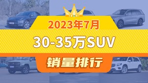 2023年7月30-35万SUV销量排行榜，Model Y夺得冠军，第二名差距也太大了 