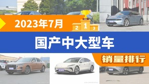 2023年7月国产中大型车销量排行榜，红旗E-QM5位居第二，第一名你绝对想不到