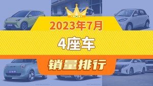 2023年7月4座车销量排行榜，海鸥以24989辆夺冠，宝骏悦也升至第10名 
