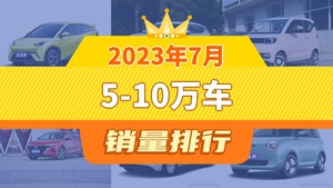 2023年7月5-10万车销量排行榜，海鸥夺得冠军，第二名差距也太大了 