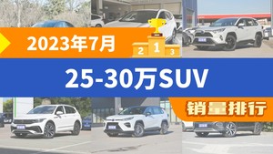 2023年7月25-30万SUV销量排行榜，RAV4荣放屈居第三