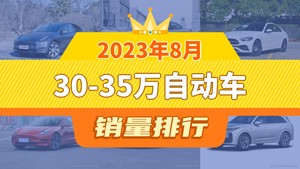 2023年8月30-35万自动车销量排行榜，Model Y夺得冠军，第二名差距也太大了 