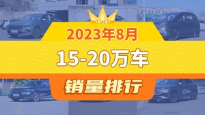 2023年8月15-20万车销量排行榜，轩逸位居第二，第一名你绝对想不到