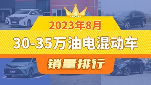 2023年8月30-35万油电混动车销量排行榜，传祺M8以9677辆夺冠