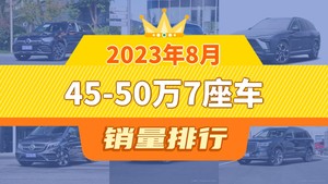 2023年8月45-50万7座车销量排行榜，奔驰GLC以12509辆夺冠，奥迪Q6升至第9名 
