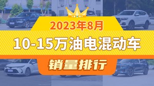 2023年8月10-15万油电混动车销量排行榜，锋兰达位居第二，第一名你绝对想不到