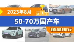 2023年8月50-70万国产车销量排行榜，红旗H9屈居第三，梦想家成最大黑马