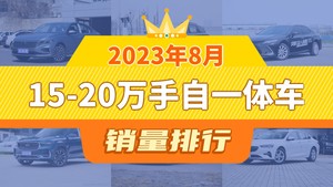 2023年8月15-20万手自一体车销量排行榜，朗逸以33891辆夺冠，君威升至第6名 