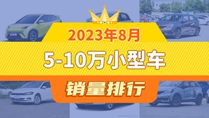 2023年8月5-10万小型车销量排行榜，飞度屈居第三，钇为3成最大黑马