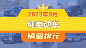 2023年9月纯电动车销量排行榜，元PLUS屈居第三，五菱缤果成最大黑马