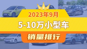 2023年9月5-10万小型车销量排行榜，五菱缤果位居第二，第一名你绝对想不到
