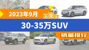 2023年9月30-35万SUV销量排行榜，Model Y夺得冠军，第二名差距也太大了 