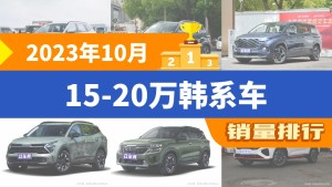 2023年10月15-20万韩系车销量排行榜，库斯途屈居第三，赛图斯成最大黑马