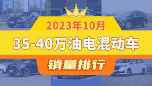 2023年10月35-40万油电混动车销量排行榜，赛那SIENNA屈居第三，皇冠陆放成最大黑马