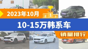 2023年10月10-15万韩系车销量排行榜，伊兰特以9184辆夺冠