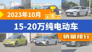 2023年10月15-20万纯电动车销量排行榜，元PLUS夺得冠军，第二名差距也太大了 