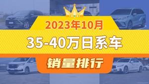 2023年10月35-40万日系车销量排行榜，赛那SIENNA以6505辆夺冠，英菲尼迪Q50L升至第6名 