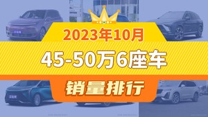 2023年10月45-50万6座车销量排行榜，理想L9以12756辆夺冠