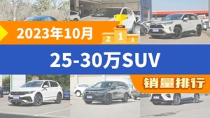 2023年10月25-30万SUV销量排行榜，Model Y以26353辆夺冠，问界M7升至第7名 