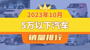 2023年10月5万以下汽车销量排行榜，长安LUMIN位居第二，第一名你绝对想不到