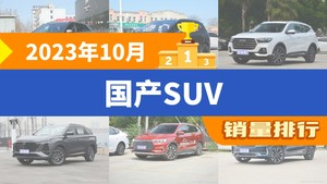 2023年10月国产SUV销量排行榜，哈弗H6屈居第三，瑞虎8成最大黑马