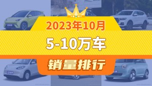 2023年10月5-10万车销量排行榜，海鸥以37836辆夺冠，逸动升至第8名 