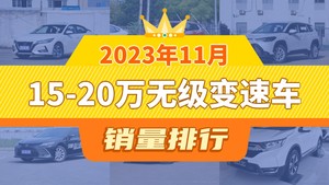 2023年11月15-20万无级变速车销量排行榜，锋兰达屈居第三，RAV4荣放成最大黑马