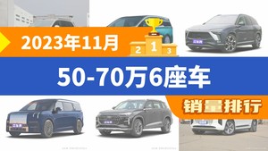 2023年11月50-70万6座车销量排行榜，凯迪拉克XT6以2069辆夺冠