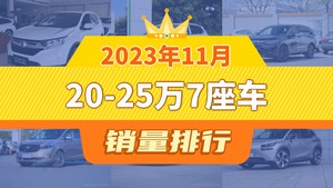 2023年11月20-25万7座车销量排行榜，皓影屈居第三，Aion V成最大黑马