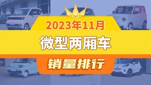 2023年11月微型两厢车销量排行榜，宏光MINI EV以22985辆夺冠，小麒麟升至第9名 