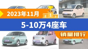 2023年11月5-10万4座车销量排行榜，海鸥以40594辆夺冠