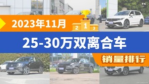 2023年11月25-30万双离合车销量排行榜，迈腾位居第二，第一名你绝对想不到