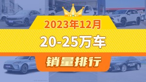 2023年12月20-25万车销量排行榜，RAV4荣放屈居第三，问界M7成最大黑马