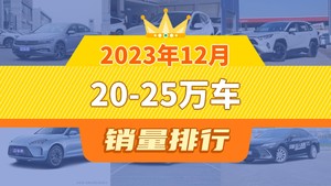 2023年12月20-25万车销量排行榜，RAV4荣放屈居第三，问界M7成最大黑马