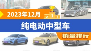 2023年12月纯电动中型车销量排行榜，小鹏P7屈居第三，海豹成最大黑马