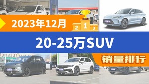 2023年12月20-25万SUV销量排行榜，RAV4荣放位居第二，第一名你绝对想不到