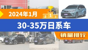 2024年1月30-35万日系车销量排行榜，汉兰达以7204辆夺冠，广汽丰田bZ4X升至第10名 