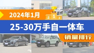 2024年1月25-30万手自一体车销量排行榜，领克03屈居第三，君越成最大黑马