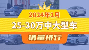 2024年1月25-30万中大型车销量排行榜，飞凡F7屈居第三