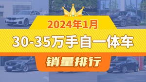 2024年1月30-35万手自一体车销量排行榜，宝马3系以14811辆夺冠