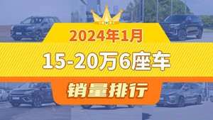 2024年1月15-20万6座车销量排行榜，星途揽月屈居第三，宋MAX新能源成最大黑马