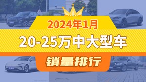 2024年1月20-25万中大型车销量排行榜，红旗E-QM5以7253辆夺冠