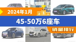 2024年1月45-50万6座车销量排行榜，理想L9以8762辆夺冠